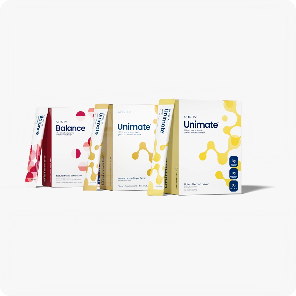 Unicity Feel Great Bundle – Balance Mixed Berry and Unimate Lemon Ginger and Natural Lemon